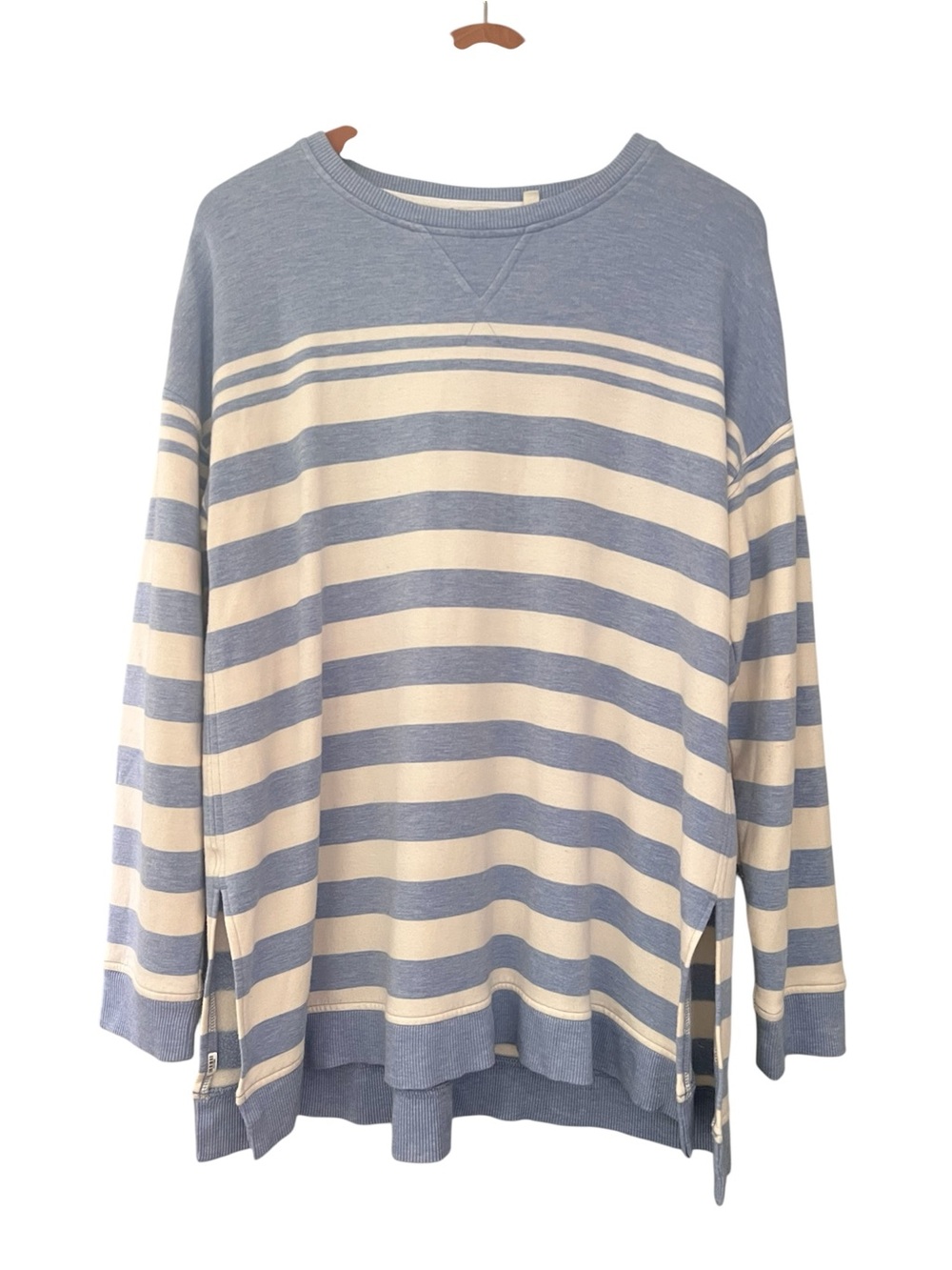 Vineyard Vines Blue Cream Striped Crewneck Coastal Preppy Cozy Sweatshirt Size L